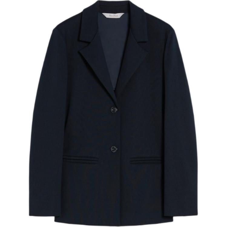 (Women) 'S Max Mara Max Mara Madera Navy Blue Solid Long Sleeve Blazer 6911034806005-MADERA