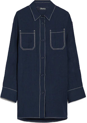 (Women) 'S Max Mara MAX MARA Solid Contrast Trim Point Collar Long Sleeve Shirt Navy 9111054306-004 Buy (Women) 'S Max Mara MAX MARA Solid Contrast Trim Point Collar Long Sleeve Shirt Navy 9111054306-004