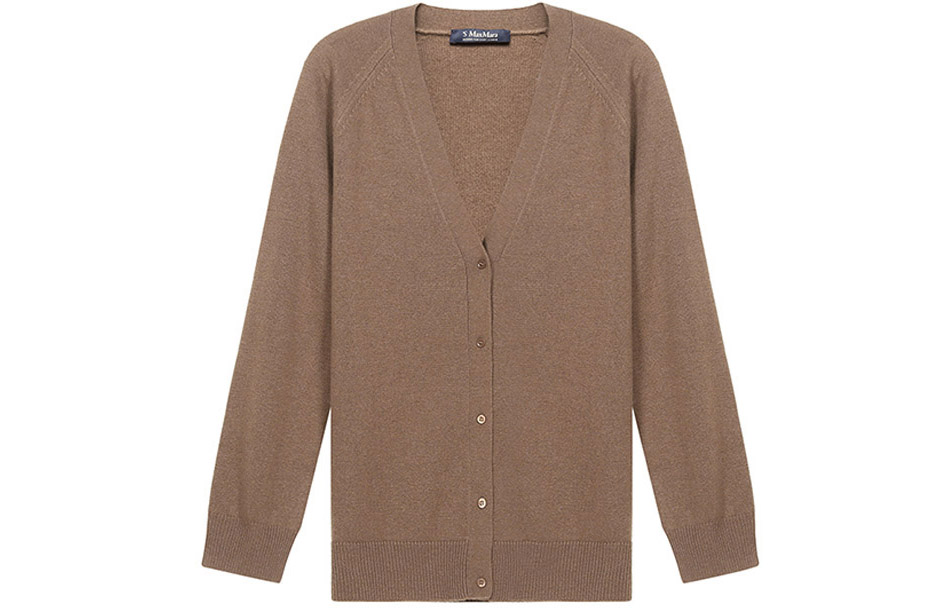 (Women) 'S Max Mara Max Mara Solid V-Neck Knit Sweater in Dark Camel Color 9346021906008-ERBERT