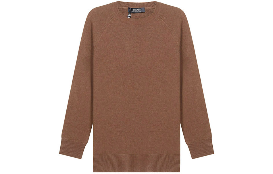 (Women) 'S Max Mara Max Mara Solid Wool Crewneck Sweater in Dark Camel 9366061906008-DERRIK