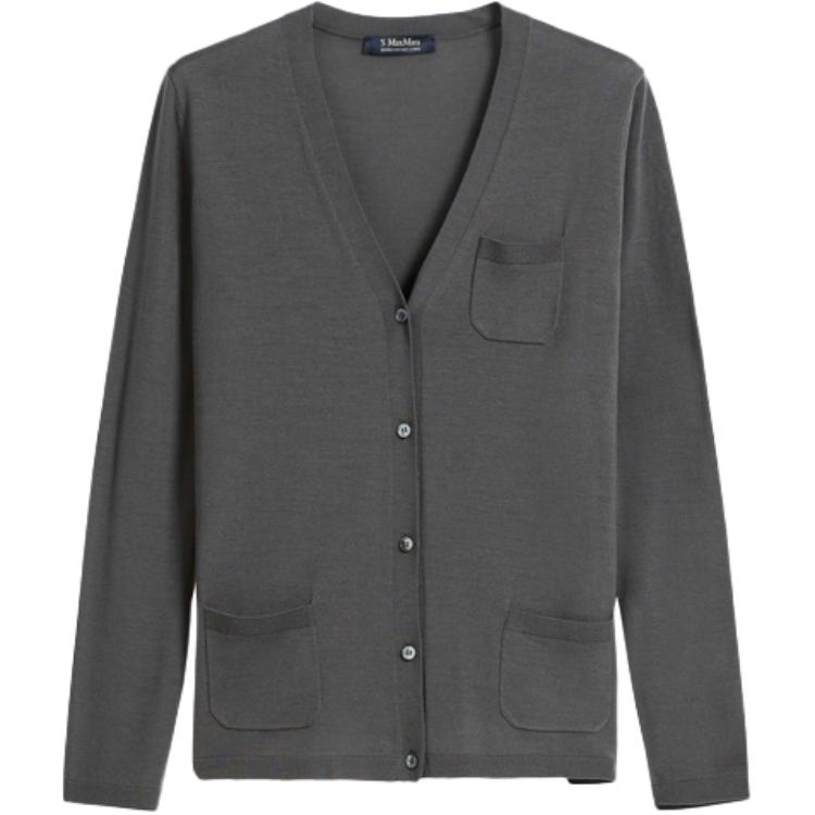 (Women) 'S Max Mara MAX MARA V-Neck Wool Cardigan Sweater - Grey 9346031906004-ERICE