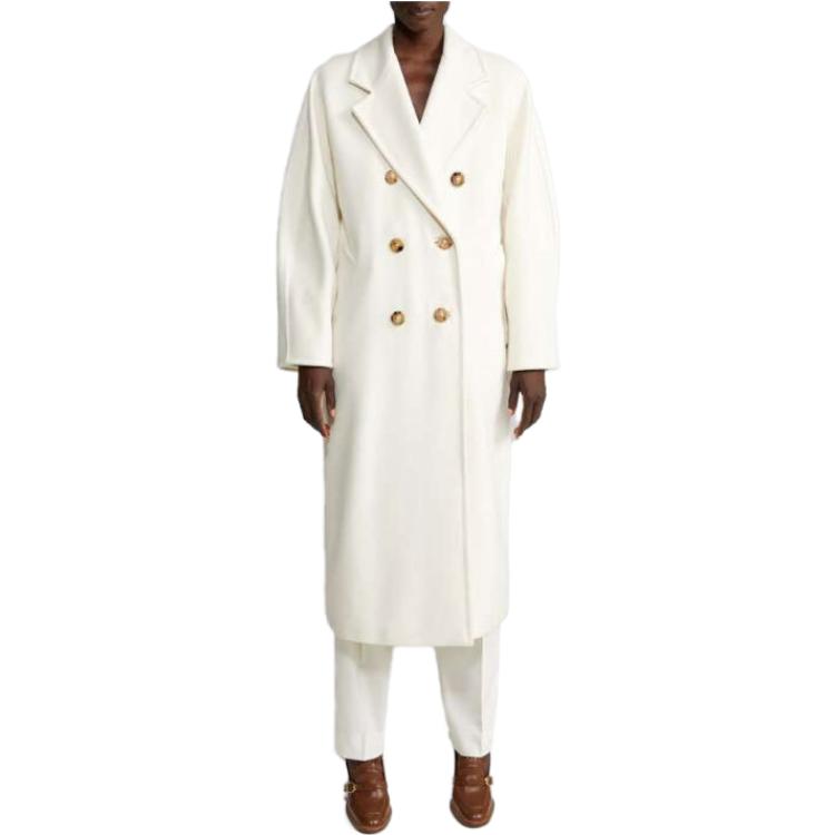 Sizing (W) ''S Max Mara MaxMara 101801 Kot Klasik Wool Putih Double-Faced 1018011906021-MADAME