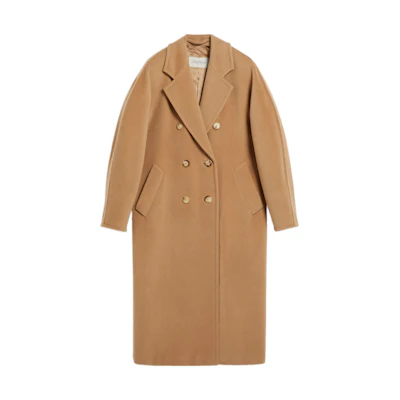 (Women) 'S Max Mara MaxMara 101801 Madame Double-Breasted Wool Coat Women’s Camel Color. 1018012906001-MADAME