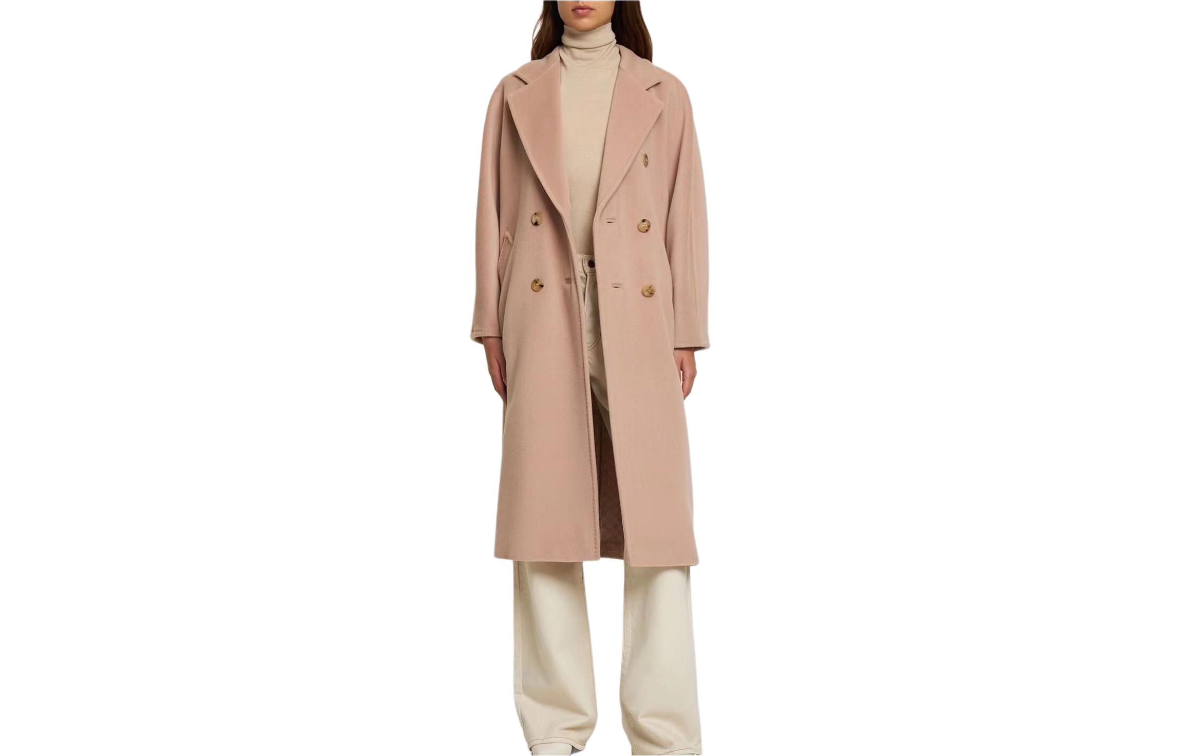 Lookbook (Women) 'S Max Mara MaxMara 101801 Madame Double-Breasted Long Pink Coat for Women 1018013306-020