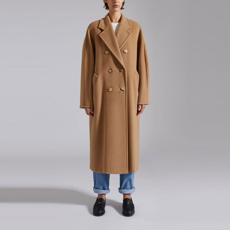 Lookbook (Women) 'S Max Mara MaxMara 101801 Madame Double-Breasted Wool Coat Women’s Camel Color. 1018012906001-MADAME