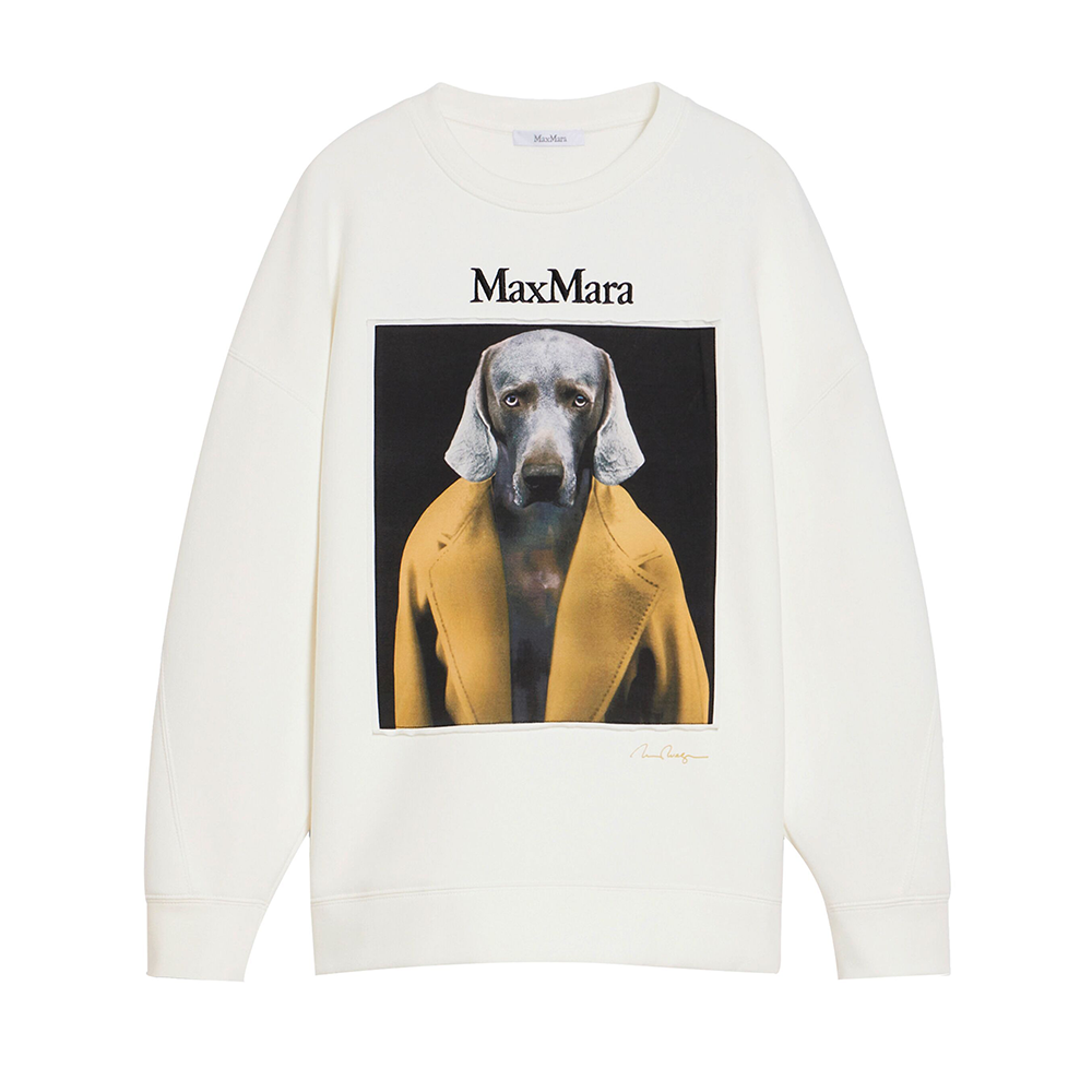 Order (Women) 'S Max Mara MaxMara  Animal Print Crewneck Oversized Sweatshirt - White 2421926011600-003