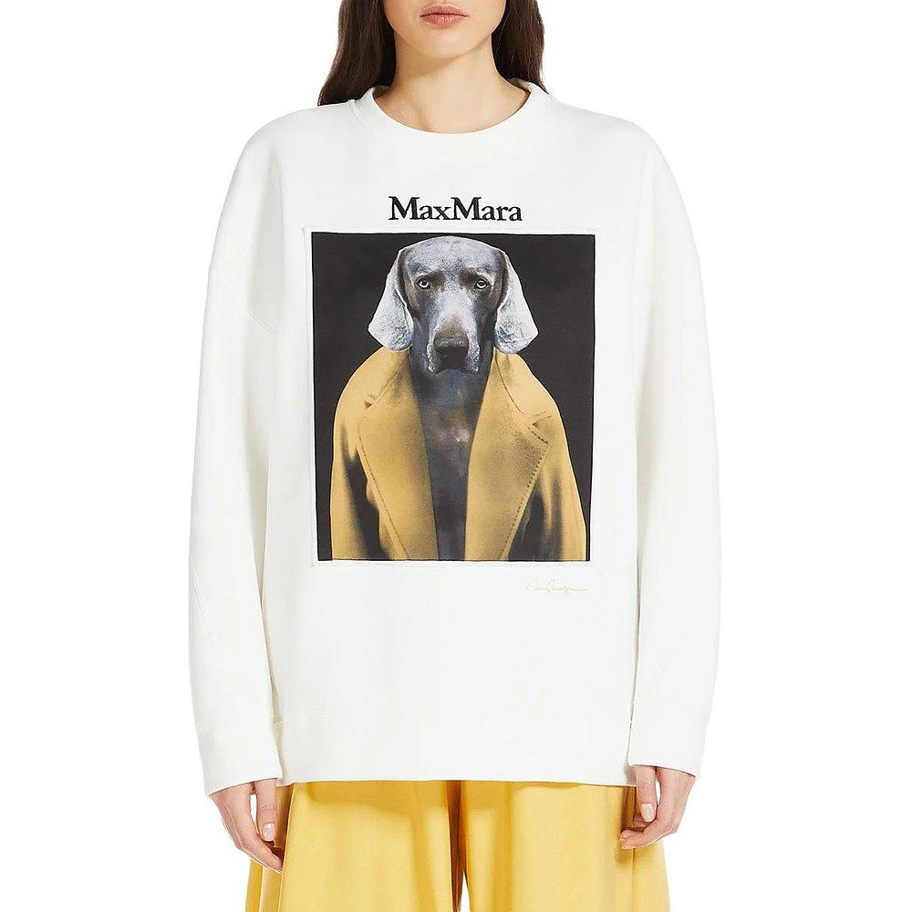 Lookbook (Women) 'S Max Mara MaxMara  Animal Print Crewneck Oversized Sweatshirt - White 2421926011600-003