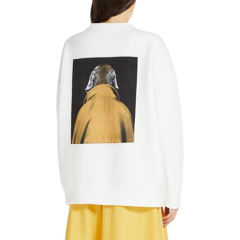 Shop (Women) 'S Max Mara MaxMara  Animal Print Crewneck Oversized Sweatshirt - White 2421926011600-003