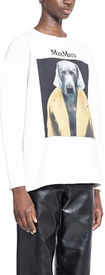 (Women) 'S Max Mara MaxMara Animal Print Crewneck Oversized Sweatshirt - White 2421926011600-003 Purchase (Women) 'S Max Mara MaxMara Animal Print Crewneck Oversized Sweatshirt - White 2421926011600-003