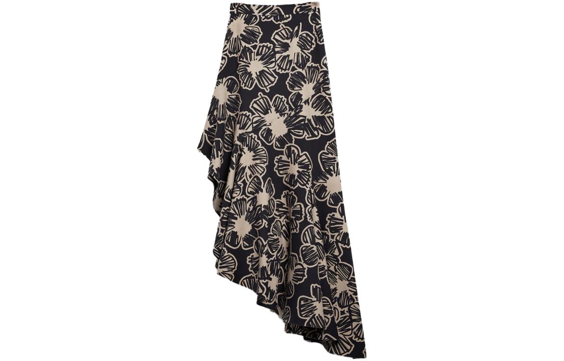 (Women) 'S Max Mara MaxMara  Asymmetric Printed Knit Maxi Skirt - Black 1771033806001-ILEX