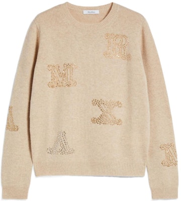 (W) ''S マックスマーラ ベージュ カシミアセーター クリスタルレターディテール付き 1366042906002-MIA Buy (W) ''S マックスマーラ ベージュ カシミアセーター クリスタルレターディテール付き 1366042906002-MIA