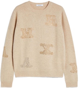 (W) ''S マックスマーラ ベージュ カシミアセーター クリスタルレターディテール付き 1366042906002-MIA Order (W) ''S マックスマーラ ベージュ カシミアセーター クリスタルレターディテール付き 1366042906002-MIA