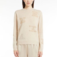 (W) ''S Max Mara MaxMara 米色水晶字母細節羊絨毛衣 1366042906002-MIA Shop (W) ''S Max Mara MaxMara 米色水晶字母細節羊絨毛衣 1366042906002-MIA