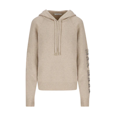 (Women) 'S Max Mara MaxMara Beige Casual Solid Color Hooded Sweater 2313660739600002