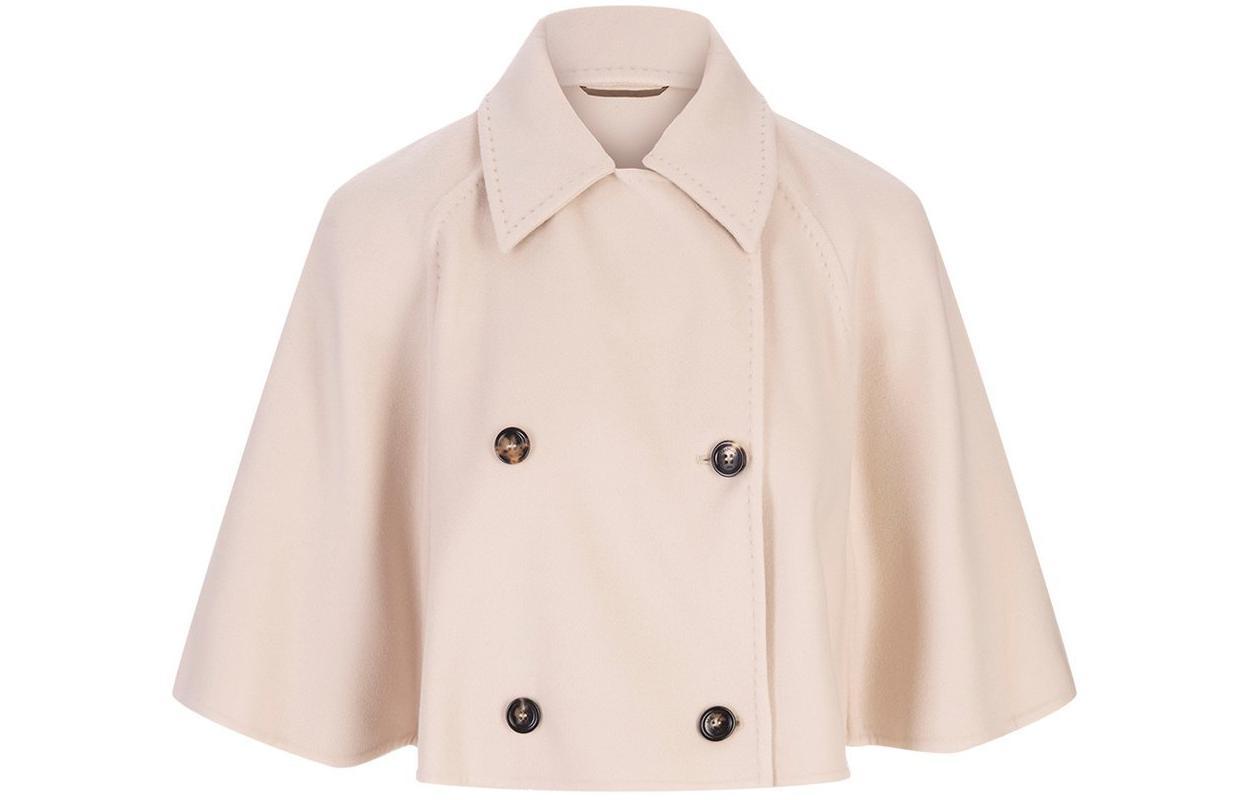 Order (W) ''Jaket Pendek Beige Double-Breasted ''S Max Mara dengan Kolar Notched''. 2411081011600-016