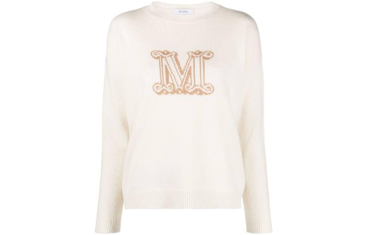 Order (W) ''S Max Mara MaxMara 米色針織毛衣，品牌字母提花設計與圓領款式。 2313610131600-003