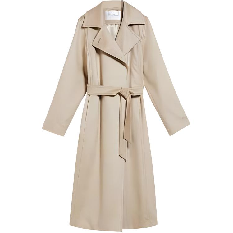 (Women) 'S Max Mara MaxMara  Beige Mid-Length Coat with Solid Color and Belt Detail. 10160423600-002