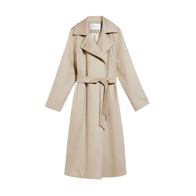 (Women) 'S Max Mara MaxMara Beige Mid-Length Coat with Solid Color and Belt Detail. 10160423600-002