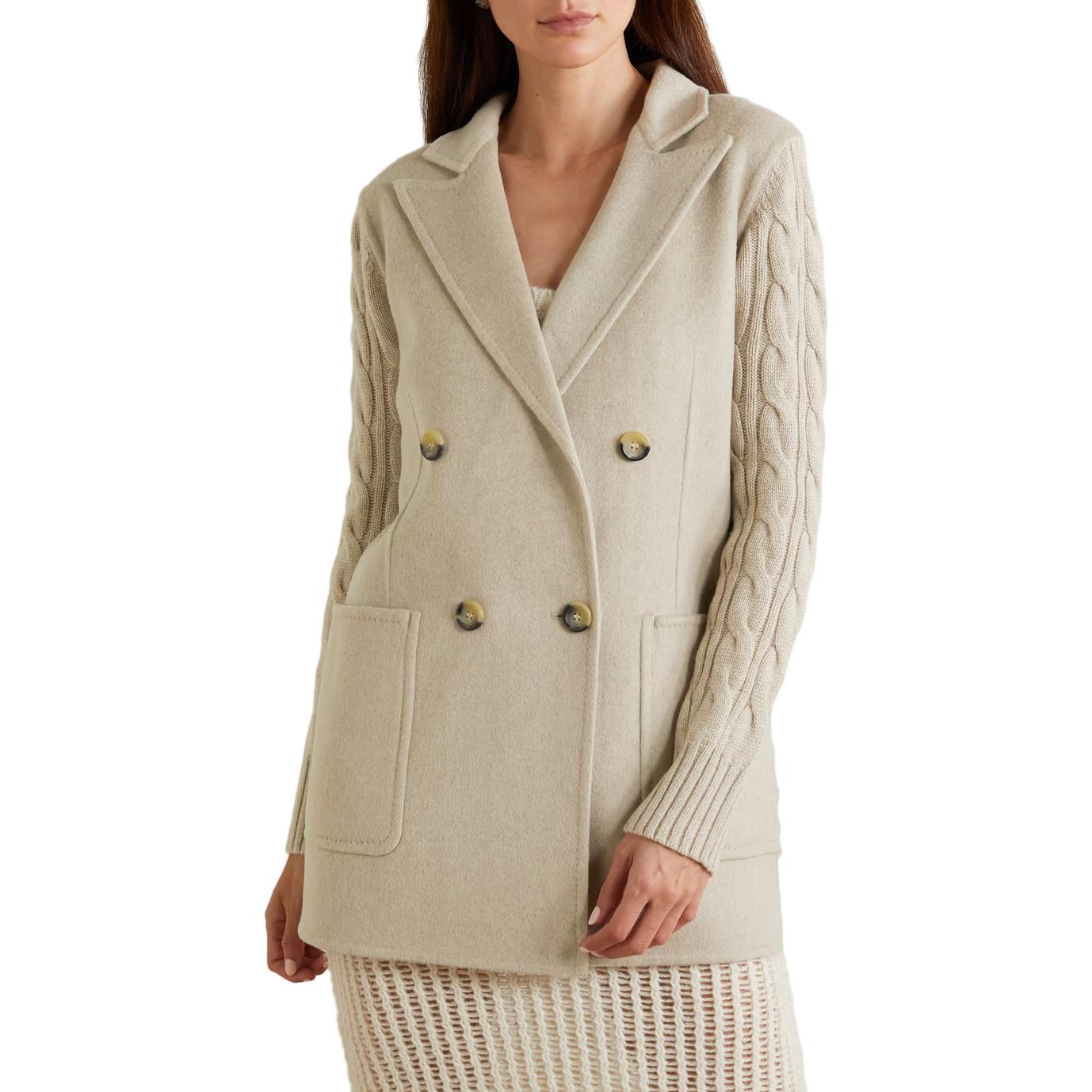 (Women) 'S Max Mara MaxMara  Beige Mid-Length Solid Collar Long Sleeve Jacket 2313160239650-002 圖 4