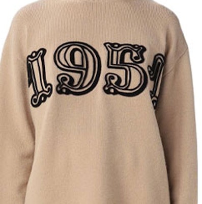 (Women) 'S Max Mara MaxMara Beige Oversized Knit Sweater with Numeric Intarsia Design. 2313611431600-015 Details for (Women) 'S Max Mara MaxMara Beige Oversized Knit Sweater with Numeric Intarsia Design. 2313611431600-015