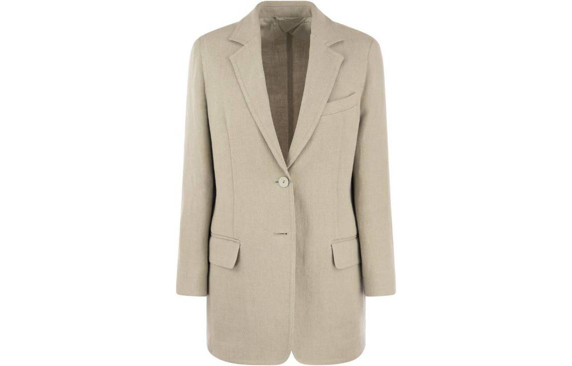 (Women) 'S Max Mara MaxMara  Beige Single-Breasted Button Blazer. 2310410238600-001