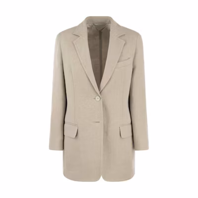 (Women) 'S Max Mara MaxMara Beige Single-Breasted Button Blazer. 2310410238600-001