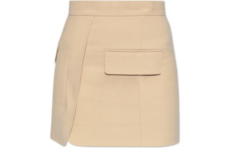 (Women) 'S Max Mara MaxMara  Beige Solid High-Slit Midi Skirt Casual Mid-Rise 1110103106-023