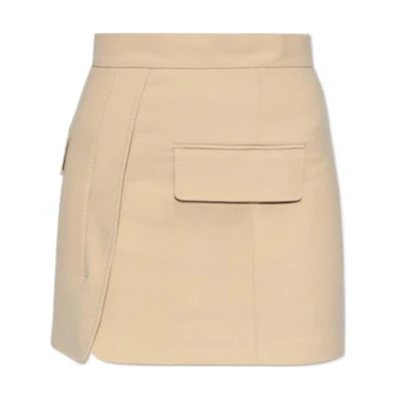 (Women) 'S Max Mara MaxMara Beige Solid High-Slit Midi Skirt Casual Mid-Rise 1110103106-023