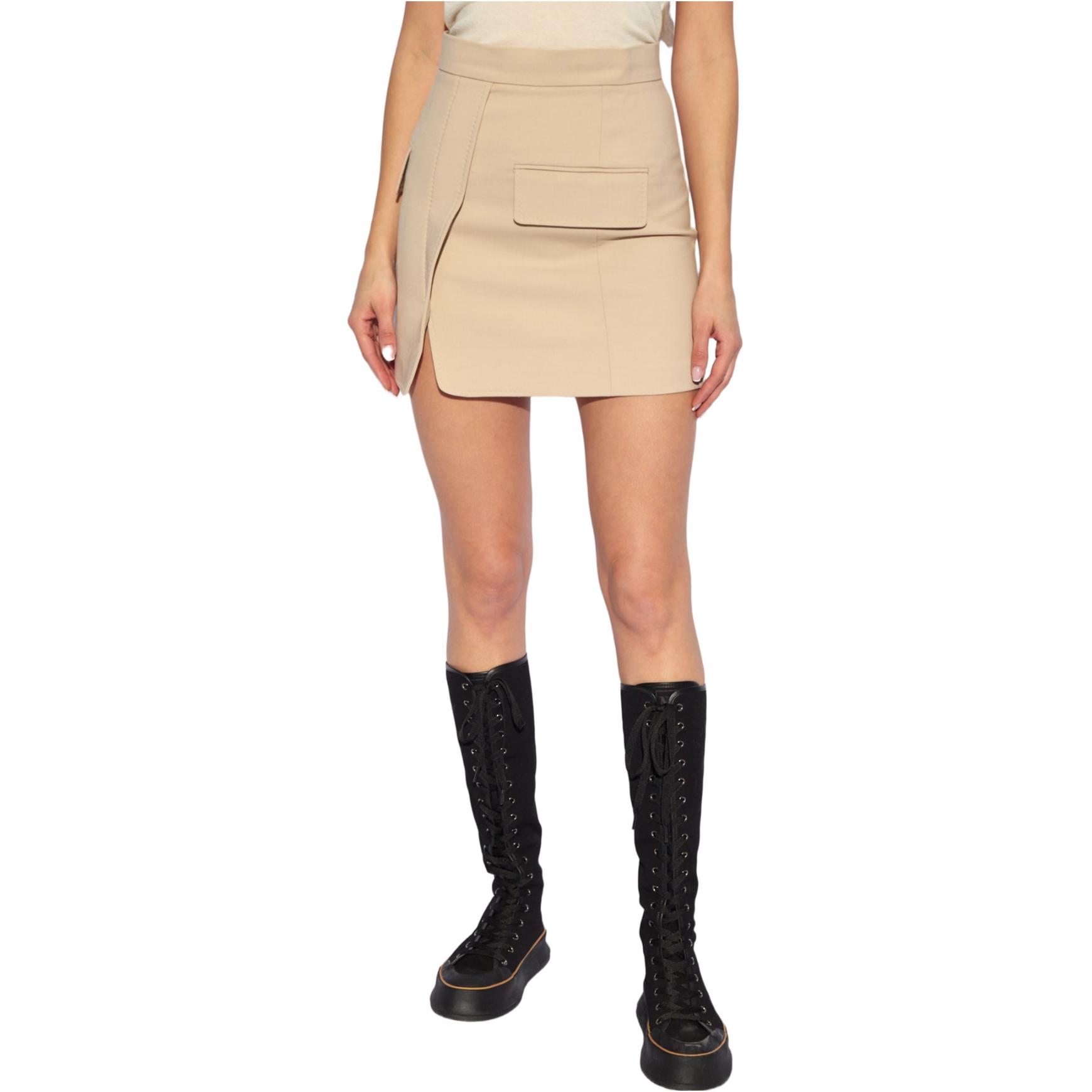 Shop (Women) 'S Max Mara MaxMara  Beige Solid High-Slit Midi Skirt Casual Mid-Rise 1110103106-023