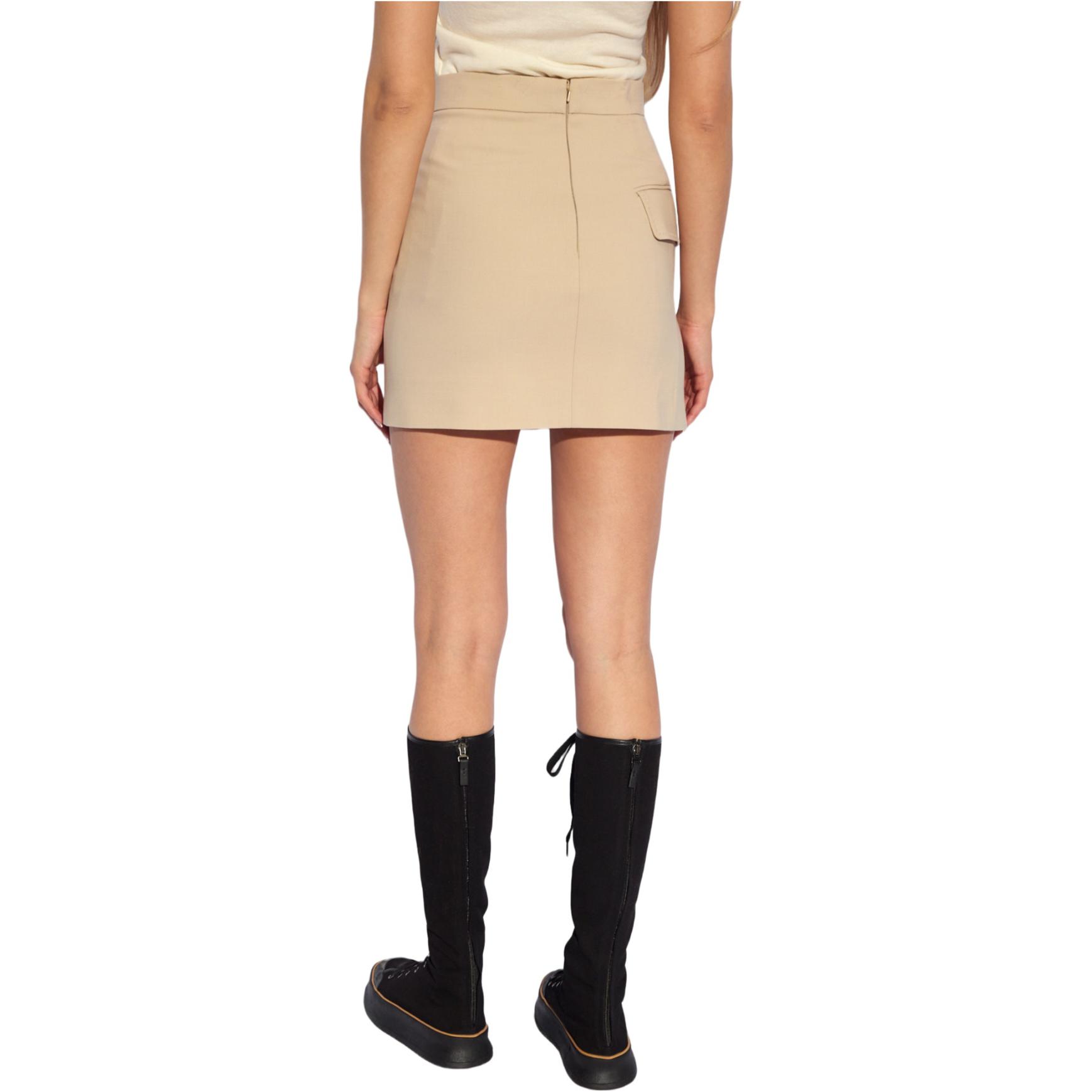 Purchase (Women) 'S Max Mara MaxMara  Beige Solid High-Slit Midi Skirt Casual Mid-Rise 1110103106-023