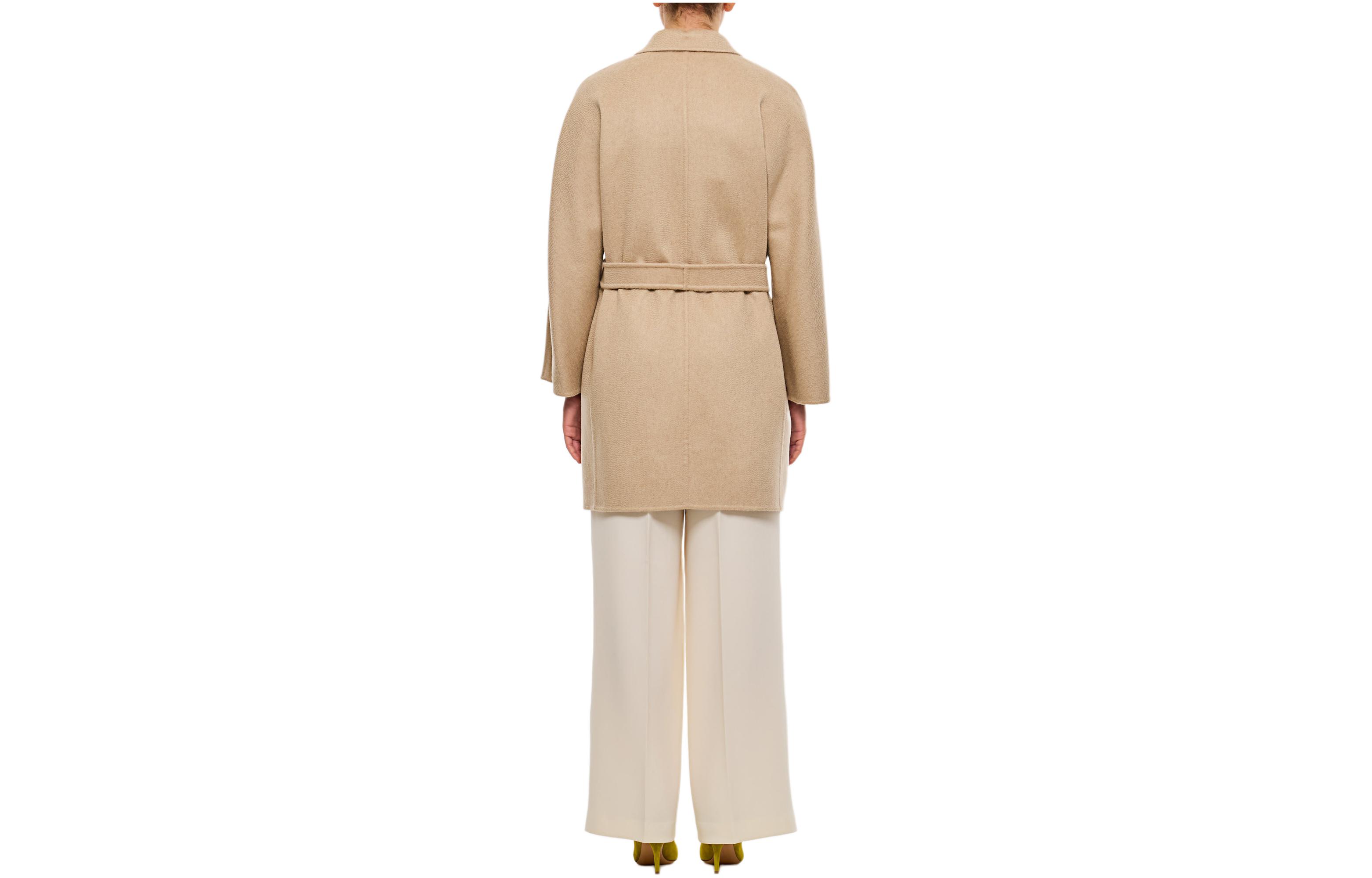 (Women) 'S Max Mara MaxMara  Beige Solid Tie-Waist Long Sleeve Coat 2411011081600-071 圖 3