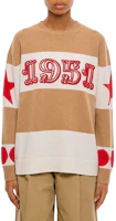 (Women) 'S Max Mara MaxMara Beige Striped Pattern Crew Neck Long Sleeve Sweater 2421366121600007 (Women) 'S Max Mara MaxMara Beige Striped Pattern Crew Neck Long Sleeve Sweater 2421366121600007