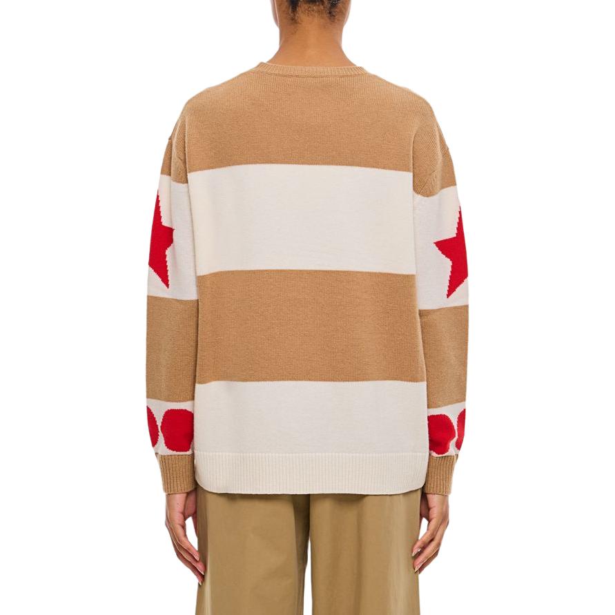 (Women) 'S Max Mara MaxMara  Beige Striped Pattern Crew Neck Long Sleeve Sweater 2421366121600007 圖 3