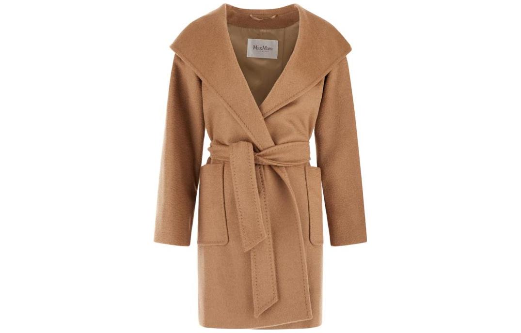 (Women) 'S Max Mara MaxMara  Belted Coat with Lapel Collar in Brown. 10160913-600-001