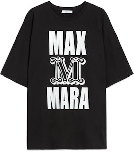 (W) Camiseta Negra de Algodón Manga Corta ''S Max Mara con Estampado de Letras. 1946062906021-CARLO Order (W) Camiseta Negra de Algodón Manga Corta ''S Max Mara con Estampado de Letras. 1946062906021-CARLO