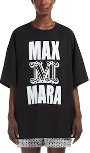 (W) Camiseta Negra de Algodón Manga Corta ''S Max Mara con Estampado de Letras. 1946062906021-CARLO Lookbook (W) Camiseta Negra de Algodón Manga Corta ''S Max Mara con Estampado de Letras. 1946062906021-CARLO
