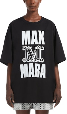 (Women) 'S Max Mara MaxMara Black Cotton Short Sleeve T-Shirt with Letter Print 1946062906021-CARLO Lookbook (Women) 'S Max Mara MaxMara Black Cotton Short Sleeve T-Shirt with Letter Print 1946062906021-CARLO