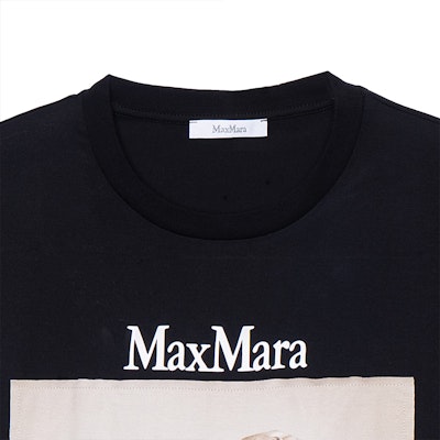 (W) ''Max Mara Hitam Leher Bulat Drop Shoulder Bercorak Haiwan T-Shirt. TACCO011 3