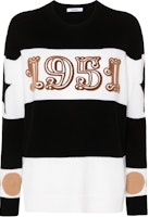 (Women) 'S Max Mara MaxMara Black Crewneck Sweater with Numeric Stripe Pattern. 2421366121600-008 (Women) 'S Max Mara MaxMara Black Crewneck Sweater with Numeric Stripe Pattern. 2421366121600-008
