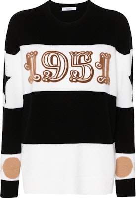 (Women) 'S Max Mara MaxMara Black Crewneck Sweater with Numeric Stripe Pattern. 2421366121600-008 Buy (Women) 'S Max Mara MaxMara Black Crewneck Sweater with Numeric Stripe Pattern. 2421366121600-008