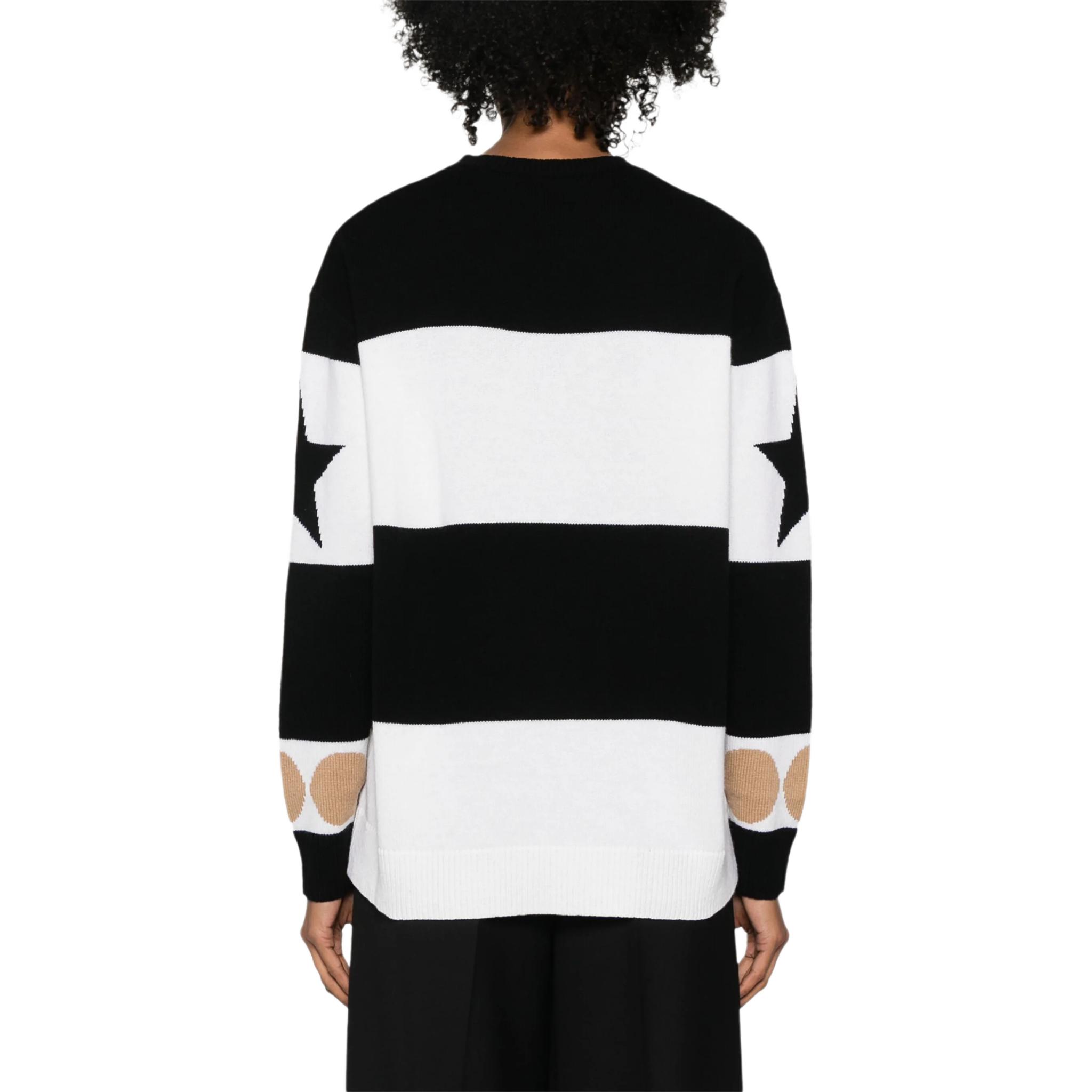 Shop (Women) 'S Max Mara MaxMara  Black Crewneck Sweater with Numeric Stripe Pattern. 2421366121600-008