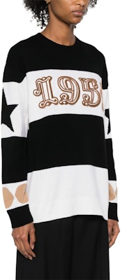 (Women) 'S Max Mara MaxMara Black Crewneck Sweater with Numeric Stripe Pattern. 2421366121600-008 Purchase (Women) 'S Max Mara MaxMara Black Crewneck Sweater with Numeric Stripe Pattern. 2421366121600-008