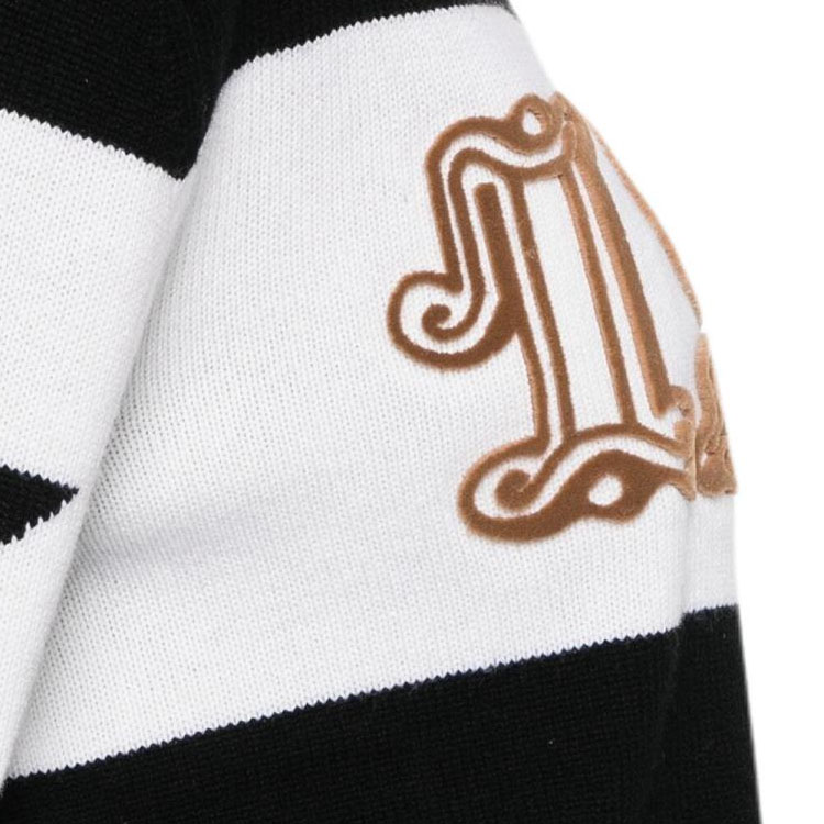 Details for (Women) 'S Max Mara MaxMara  Black Crewneck Sweater with Numeric Stripe Pattern. 2421366121600-008