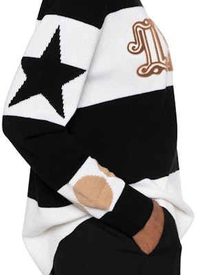 (Women) 'S Max Mara MaxMara Black Crewneck Sweater with Numeric Stripe Pattern. 2421366121600-008 1