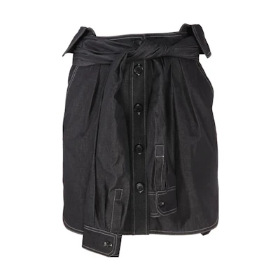 (Women) 'S Max Mara MaxMara Black Denim Mini Dress with Solid Stitching and Sleeve Tie Detail 1101052206002