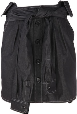 (Women) 'S Max Mara MaxMara Black Denim Mini Dress with Solid Stitching and Sleeve Tie Detail 1101052206002 Order (Women) 'S Max Mara MaxMara Black Denim Mini Dress with Solid Stitching and Sleeve Tie Detail 1101052206002