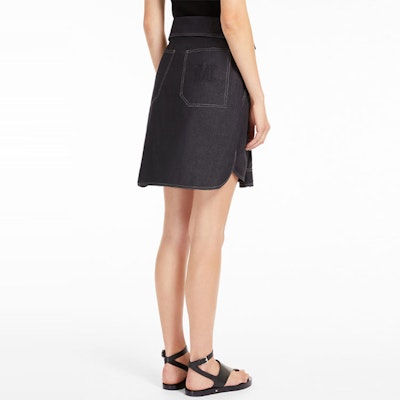 (Women) 'S Max Mara MaxMara Black Denim Mini Dress with Solid Stitching and Sleeve Tie Detail 1101052206002 Details for (Women) 'S Max Mara MaxMara Black Denim Mini Dress with Solid Stitching and Sleeve Tie Detail 1101052206002