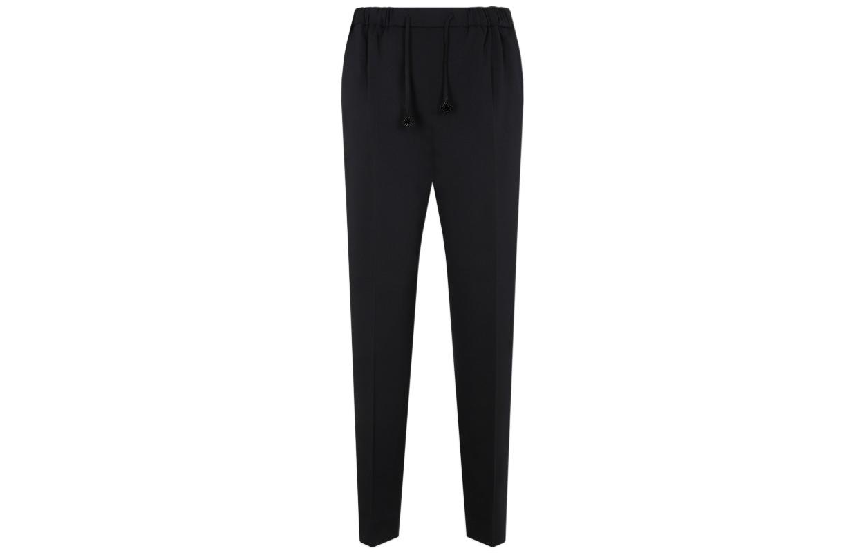 (Women) 'S Max Mara MaxMara  Black Drawstring Straight-Cut Casual Pants 11360227600-001