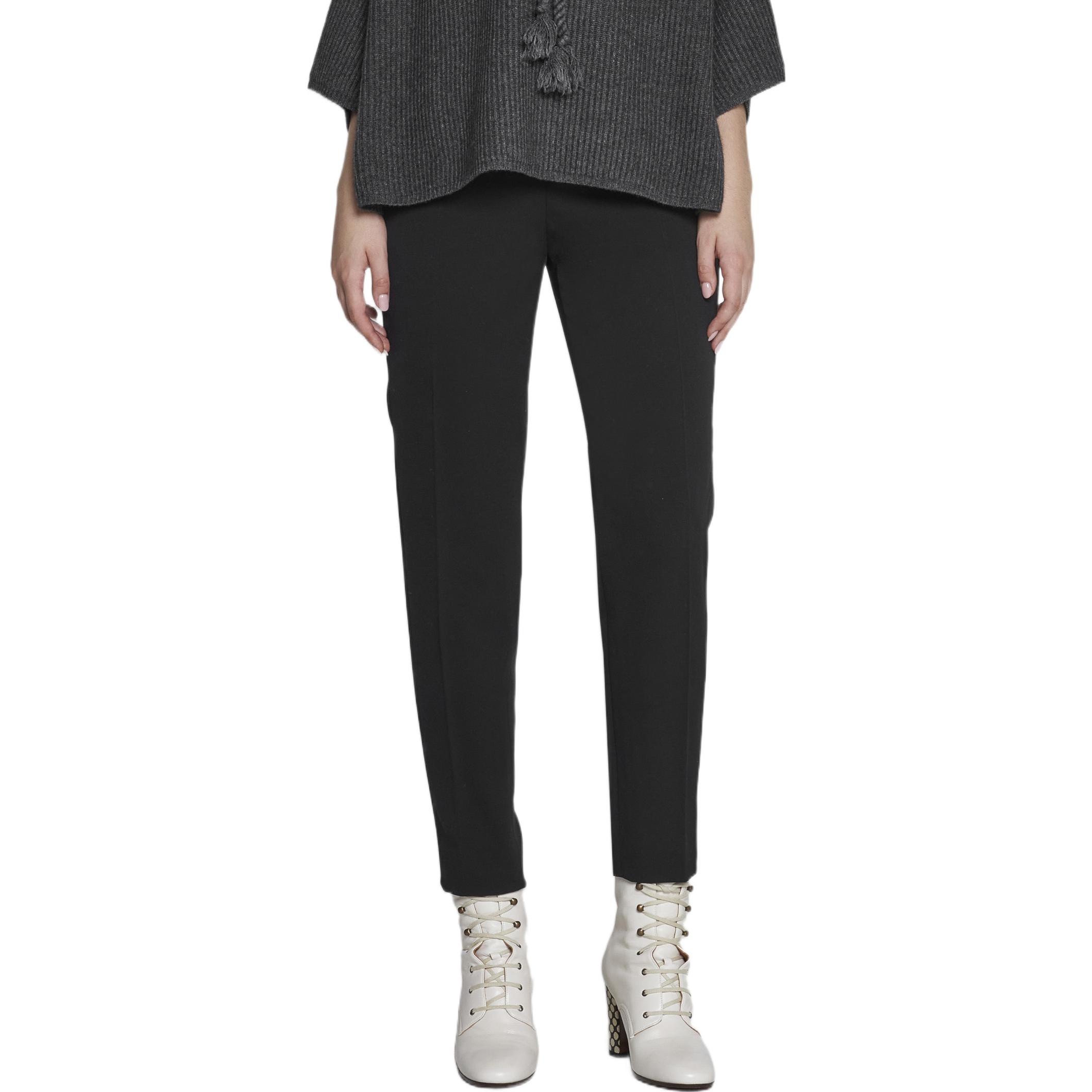 Shop (W) 막스마라 블랙 드로스트링 스트레이트핏 캐주얼 팬츠 11360227600-001