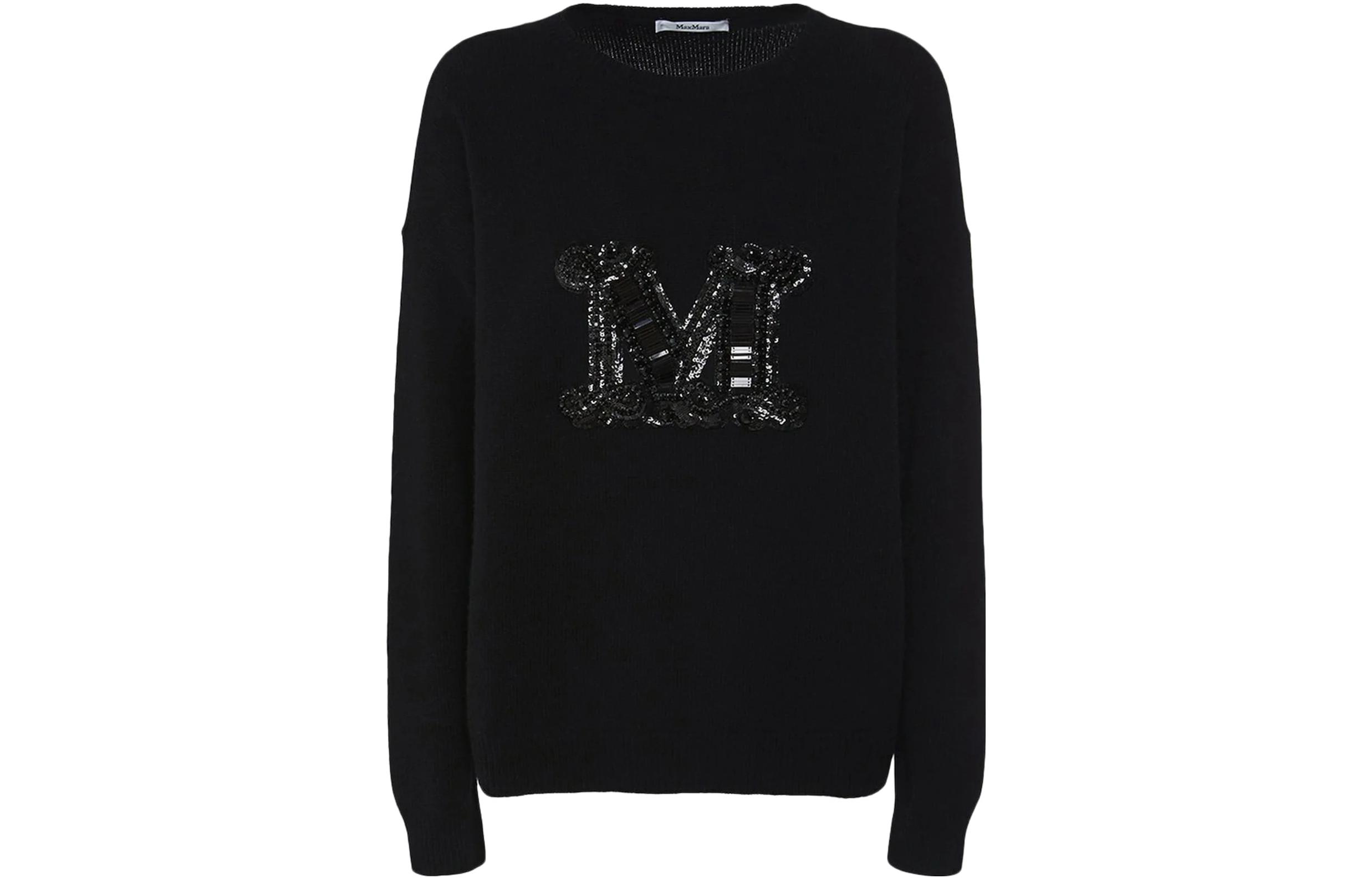 (Women) 'S Max Mara MaxMara  Black Letter Print Crewneck Oversized Sweater. 2313660533600-004 圖 2
